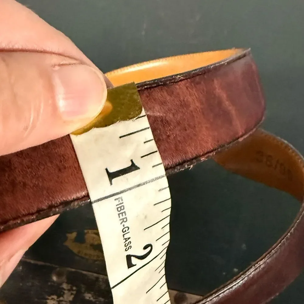 Vintage Lands' End Laced Brown Genuine Leather Belt in USA Men Size 38
